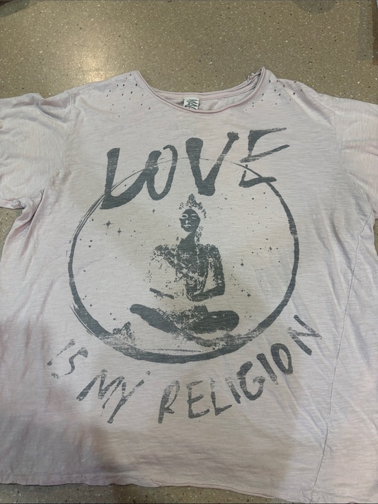 Magnolia Pearl Tops - Magnolia Pearl Light Pink 'Love Is My Religion' Graphic Tee